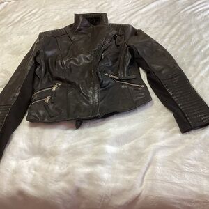 FLAWED DIY BCBGeneration Genuine Leather Moto Jacket S